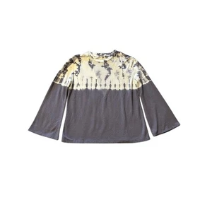 Camisa Top Halcyon Tie Dye Tejido Waffle Manga Larga Para Mujer Gris Medio Blanco - Imagen 1 de 7