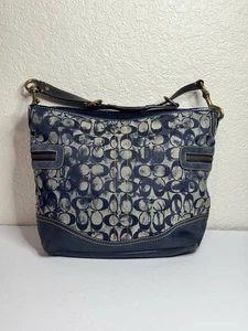 Coach Y2K Denim Blue Tie Dye Distressed Signature Canvas Shoulder Hobo Bag - Picture 1 of 13