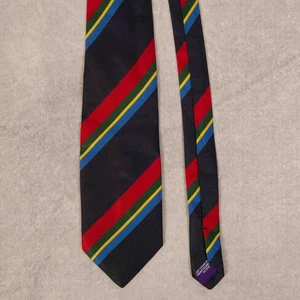 Vintage 90er Jahre gestreifte Repp Seidenkrawatte dunkelblau Hunt Club - Bild 1 von 5