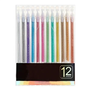 12pcs Glitter Pens Colored Gel Paint Pens Metallic Pastel Glitter Gel Pens Set - Foto 1 di 12