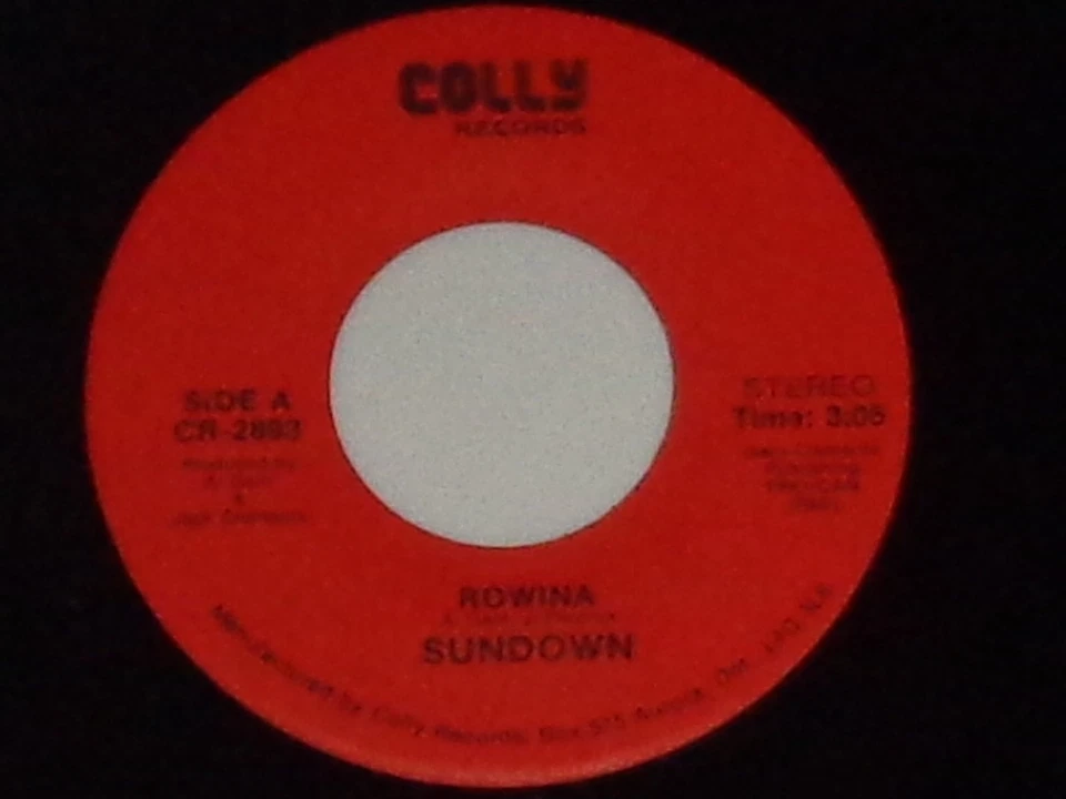 SUNDOWN-Rowina (stereo/mono)-7"45rpm-CANADIAN IMPORT-COLLY RECORDS CR-2893 - Image 1 of 1