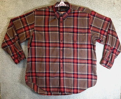 Nautica Button Up Shirt Men XXL Red Window Pane Plaid Cabin Casual Dress - Image 1 of 4