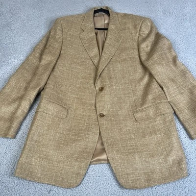 Blazer Canali Para Hombres 54 Lino Lana Seda Marrón Chaqueta Abrigo 2 Botones Italia LEER Foto 1 de 4