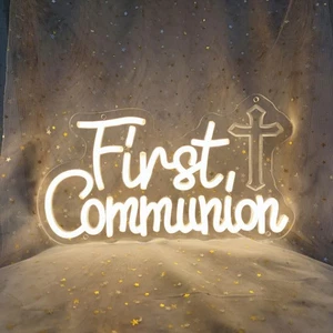 First Communion Neon Signs for Wall Decor, Neon LED Sign Baptism Decorations ... - Picture 1 of 5