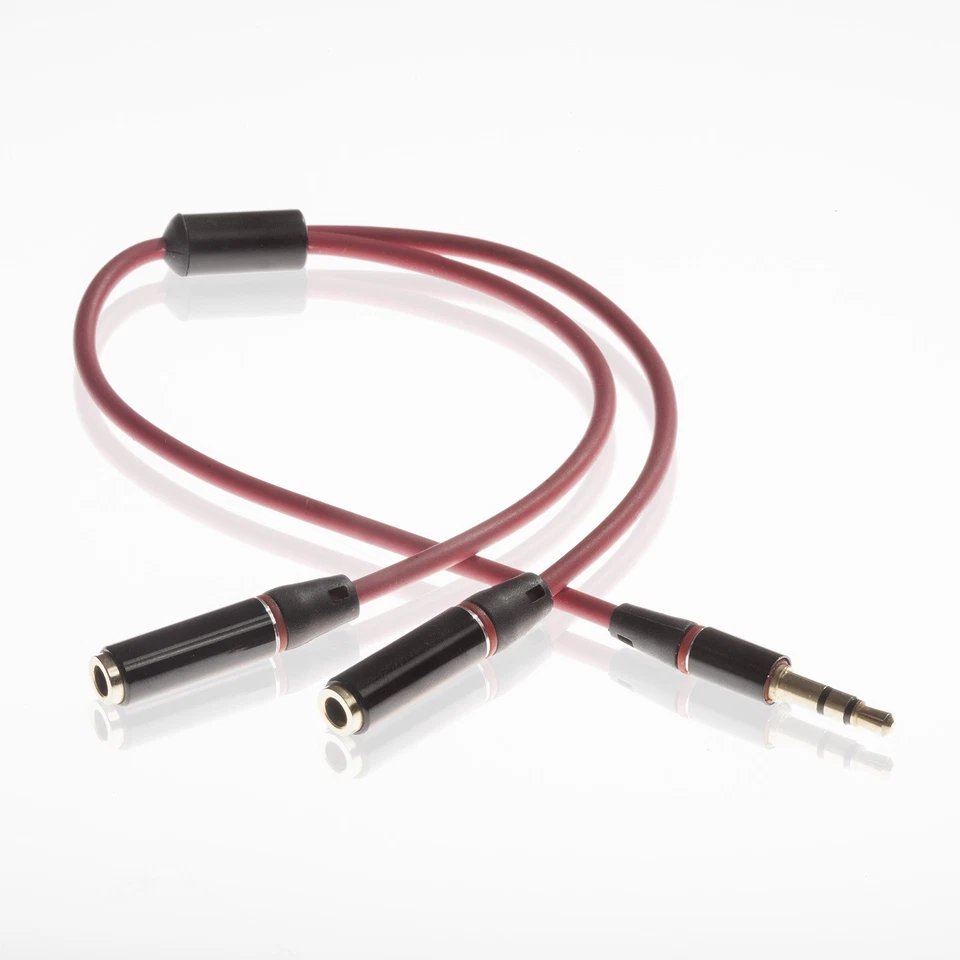 POPPSTAR Câble Doubleur en Y audio 3.5mm mâle à 2x 3.5mm contacts plaqués or jack stéréo