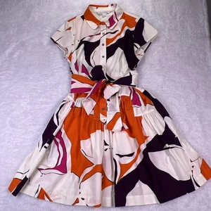 Diane von Furstenberg 'Scarlet' Floral Print Cotton Collared Shirtdress Size 14 - Picture 1 of 9