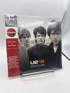 U2 18Singles Greatest Hits 2XLP Neon Orange Vinyl 180G Bono Edge Ltd Edition NEW - Picture 1 of 4