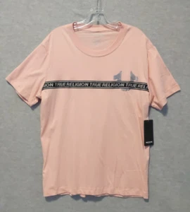 True Religion Foil Taping TEE Dull Pink Size Large Metallic Logo Stretch Cotton - Bild 1 von 9