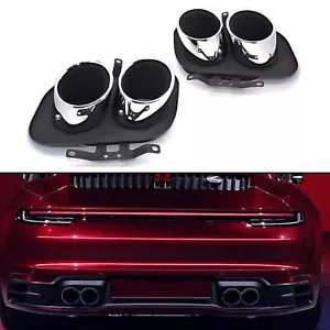 Tubo silenciador de escape trasero plateado cuádruple para Porsche 992 Carrera S 2019-2023 21 - Imagen 1 de 5