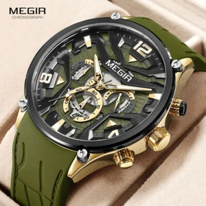 Herren Sport Uhr Männer wasserdichte Quarz Armbanduhr Datum leuchtende olivgrün - Bild 1 von 25