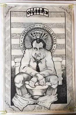 Póster Nixon Toilet vintage blanco y negro parodia política sonríe cosas peores 1971 - Imagen 1 de 4