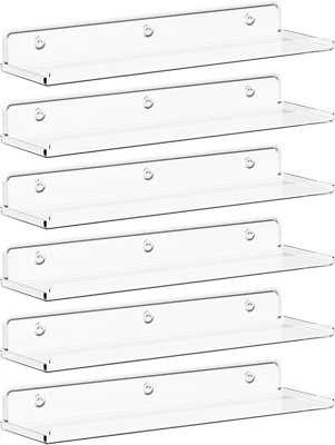 Mensole Galleggianti per Parete,Pacco Da 6 Scaffali in Acrilico Trasparente 38 C - Immagine 1 di 4