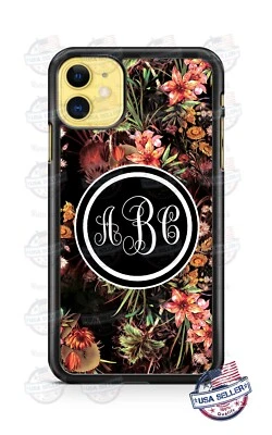 Flowery Floral Design Monogram Phone Case For iPhone Samsung Note 20 LG Google - Image 1 of 4