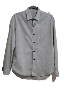 Men Japan Casual Dress Shirt 100% Linen Button Up Long Sleeve Lightweight Size S - Picture 1 of 7