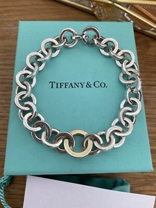 Genuine Tiffany & co 925/750 Round Link Bracelet With Box Pouch - Picture 1 of 16