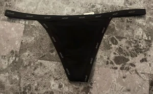 NWT AERIE AMERICAN EAGLE BLACK SMOOTH THIN NYLON SPANDEX V STRING PANTIES - Bild 1 von 3