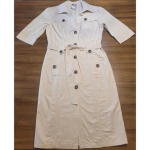 Yoana Baraschi Utility Safari Dress Beige Khaki Size 6 Belted Midi Pencil Dress - Picture 1 of 15