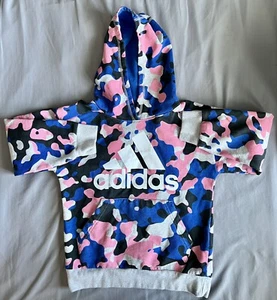 Adidas Sweatshirt Girls/Boys Size 8 Blue/Black/Grey/Pink Camo - Picture 1 of 7
