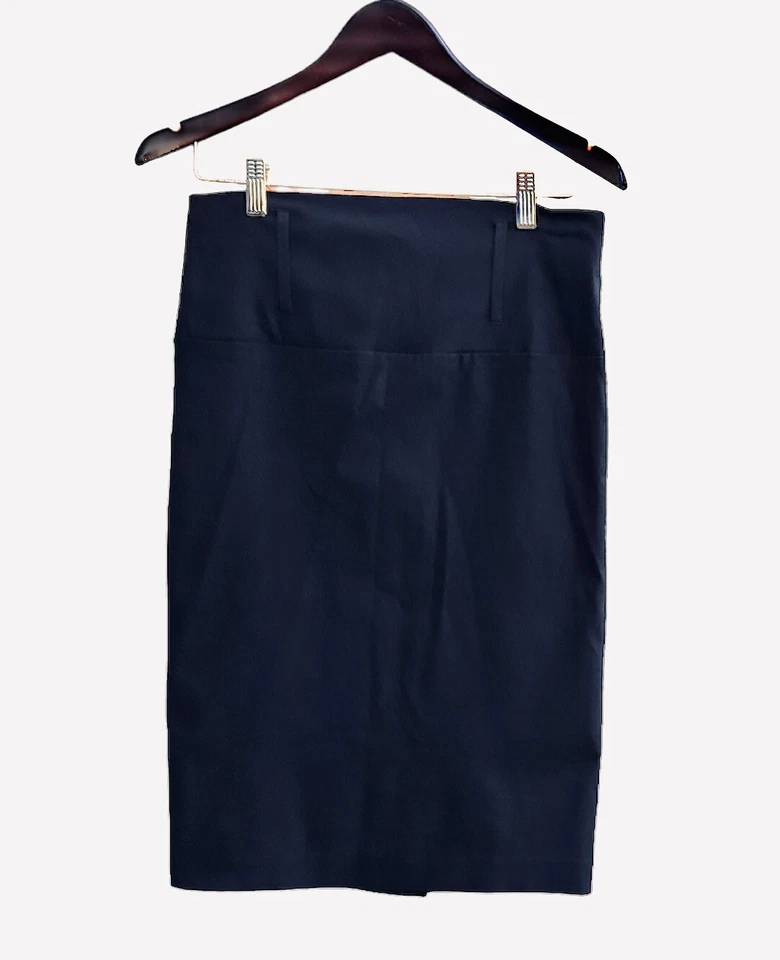 Falda midi de corte lápiz POESÍA con lazo para cinturón. Mujer L. Elástico. Negro. Foto 1 de 4