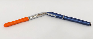 vtg lot of 2 fountain ink pens orange sheaffer and blue esterbrook