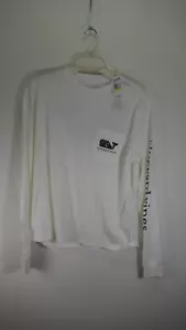 Vineyard Vines Mens White Holiday Whale Long Sleeve Pocket Tee T-Shirt M - Picture 1 of 10