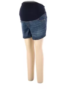 NWT Isabel Maternity Crossover Panel Midi Maternity Jean Shorts Size 10 Dark - Picture 1 of 10
