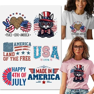 UA 6 PCS DTF transfers ready to press  Iron on Independence Day DIY t-shirt/BAG - Picture 1 of 10