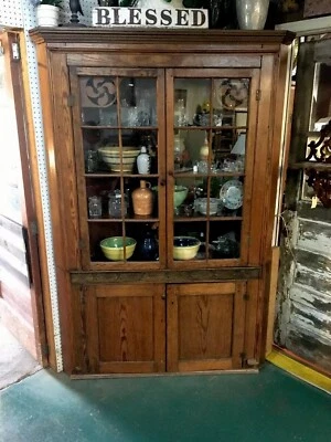 Antiguo armario de esquina Ralph Brothers fabricante de muebles Delaware c1800  Foto 1 de 4