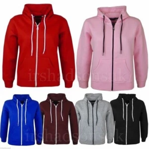 New Kids Girls And Boys Unisex Plain Fleace Hoodie Zip Up Style Size 7-13 Years - Picture 1 of 8