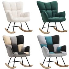 Modern Patchwork Upholstered Rocking Chair Lazy Sofa Rocking Recliner Armchair