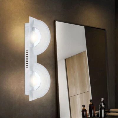 Luci Soggiorno Lampada da Parete Pavimento Vetro Cromato Bianco Caldo LED L 46cm - Immagine 1 di 4