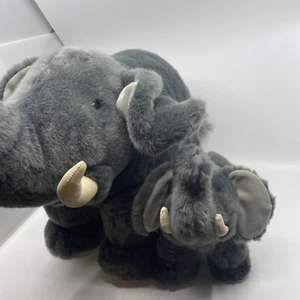 FAO Schwarz 5th Avenue 22" Gray Elephant Plush With Attached Baby 14” Rare! - Picture 1 of 4