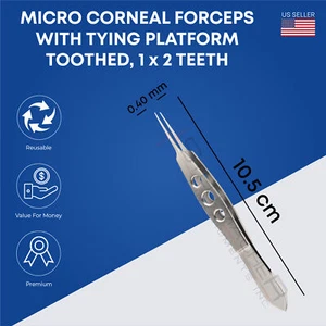 Fórceps Micro-Iris, Modelo Bonn, Con Plataforma Atada, 1 x 2 dientes, 0,12 mm - Imagen 1 de 2