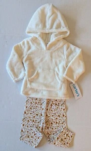 NWT 2 Pc's Size: 12 Months Carter's Ivory Fleece Hooded Top & Floral Leggings - Picture 1 of 14
