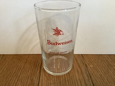 VINTAGE BUDWEISER “KING OF BEERS” WHITE BOW TIE 4 1/4 Inch Small Glass - Image 1 of 4