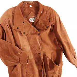VTG Avanti Leather Jacket Womens L Brown Western Pockets Lined Snap Long Sleeves - Picture 1 of 22