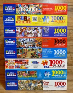 SET / 8 - WHITE MOUNTAIN PUZZLES - 1000 TEILE - BESTSELLER - CAFE - CANDY WRAPPER - Bild 1 von 11
