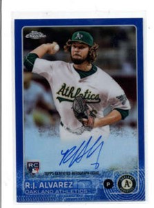 R.J. ALVAREZ 2015 TOPPS CHROME BLUE REFRACTOR AUTOGRAPH AUTO ROOKIE #/150 AH3164