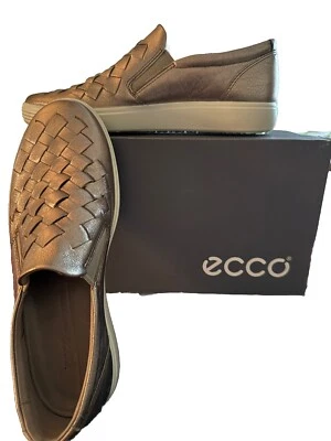 Zapatillas sin cordones ECCO Soft 7 de cuero tejido para mujer 7-7,5 Metálicas Stone Comfort Foto 1 de 4