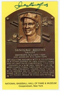 Sandy Koufax Autographed Hall of Fame Plaque (JSA) - Picture 1 of 2