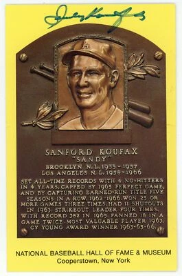 Sandy Koufax Autographed Hall of Fame Plaque (JSA) - Image 1 of 2