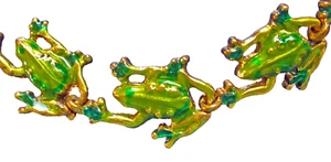 PULSERA RANA Vintage 8" Esmaltada VERDE Tono Dorado Metal Magnético Lirio Almohadilla Cierre - Imagen 1 de 6
