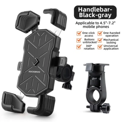 ROCKBROS Bike Handlebar Silicone Mount Holder for Cell Phone GPS  Mount 360°View - Image 1 of 4