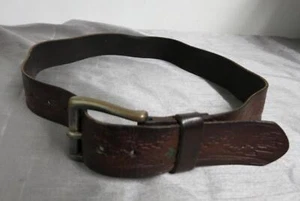 Hollister Co leather tooled with surfers waves palm trees belt size 30 - Picture 1 of 9