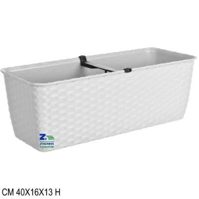 BALCONIERA VASO FIORIERA CASSETTA BIANCA LINEA NATURAL RATTAN CM 40X16X13 H - Immagine 1 di 4