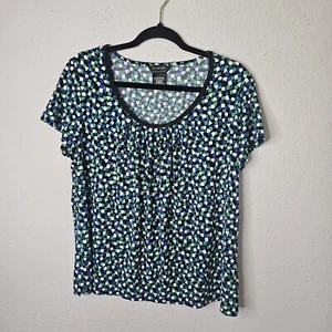 George Short Sleeve Blouse Womens XL 16/18 Career Office Blue Green Stretch - Picture 1 of 10
