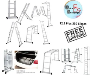 Escalera De Aluminio Ultraligera De Andamio Plegable Con Plataforma Resistente - Picture 1 of 12