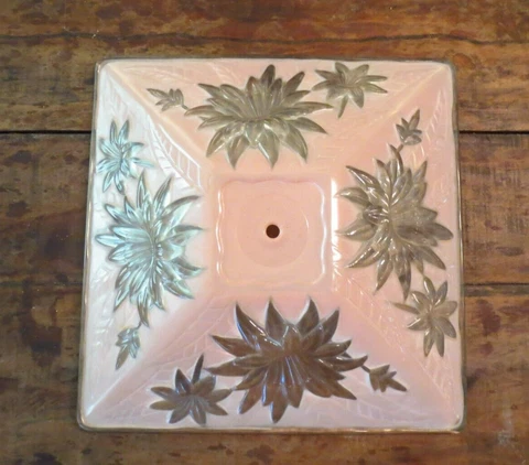 Mid-Century Pink Glass Square Art Deco 1920's Light Fixture Pendant Ceiling Cover
