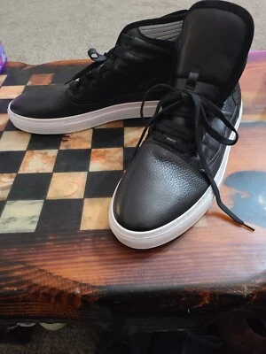 Bacco Bucci Black High-top Leather Sneakers Made In Italy 706 6184 001 Sz 13 NEW - Image 1 of 4