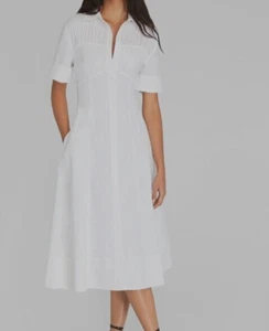 Cotton Poplin Midi Shirt Dress (white) - Picture 1 of 2